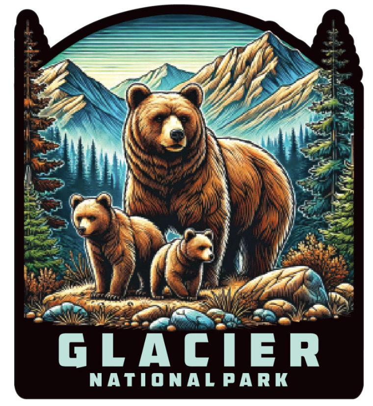 Mama Griz in Mtns. with Cubs Sticker