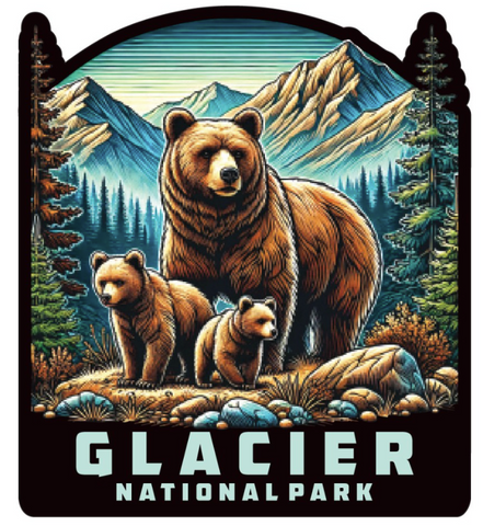 Mama Griz in Mtns. with Cubs Sticker