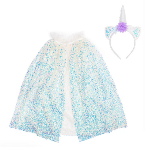 Unicorn Sparkle Cape and Headband 4-6