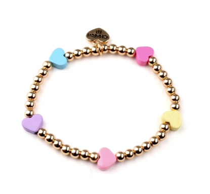 Gold Multi Heart Stretch Bead Bracelet