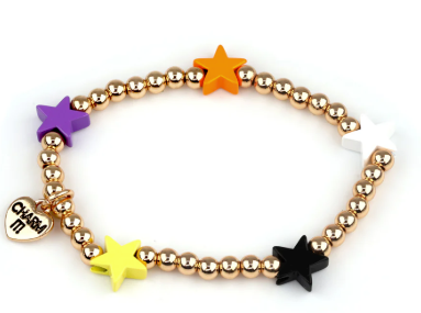 Gold Halloween Stretch Bead Bracelet