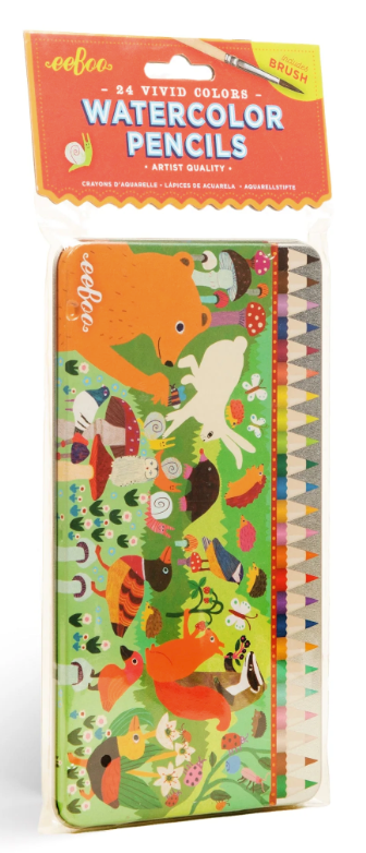 Woodland 24 Mini Watercolor Pencils Tin