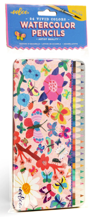 Butterfly 24 Mini Watercolor Pencils Tin