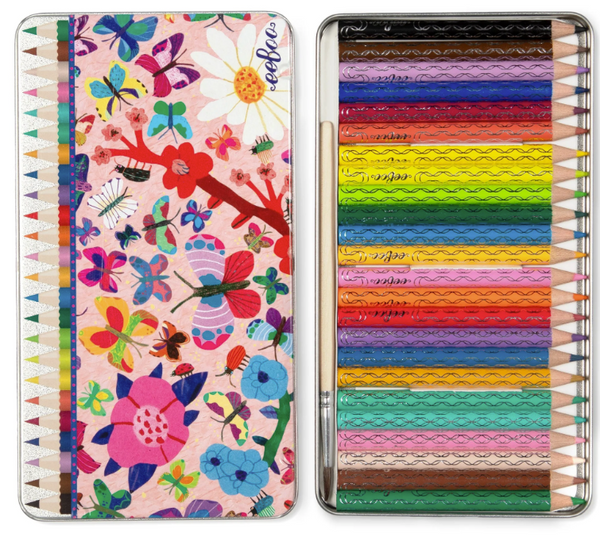 Butterfly 24 Mini Watercolor Pencils Tin