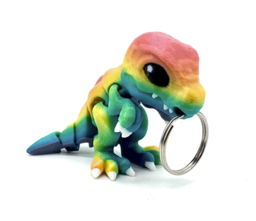 Keychain-Rainbow Trex