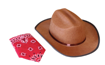 Cowboy Hat Brown w/Bandanna