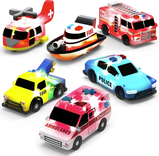Emergency Cars Light Up Bath Toys 6pk
