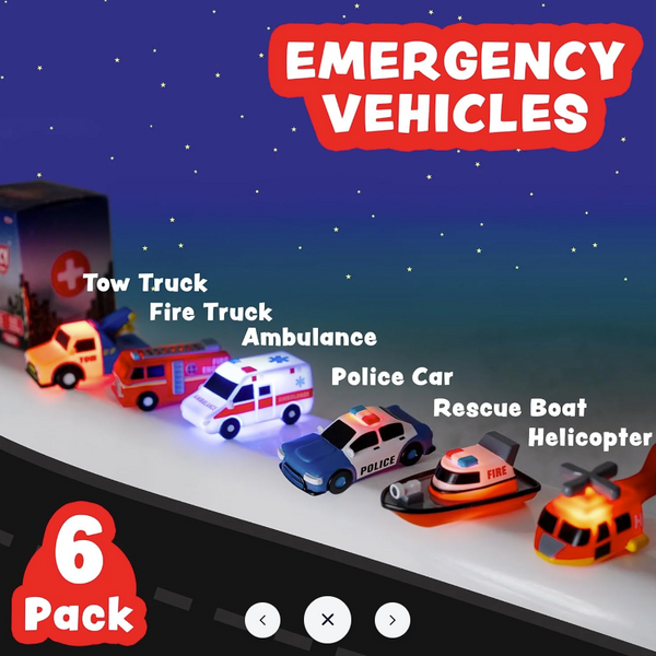 Emergency Cars Light Up Bath Toys 6pk