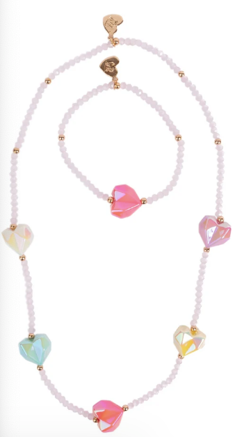 Heart Geode Necklace & Bracelet Set