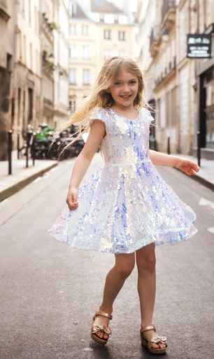 Sequins Concert Queen Dress-Silver 5-6