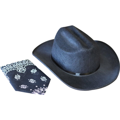 Cowboy Hat Black W/Bandana