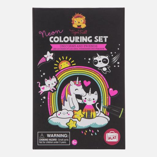 Neon Coloring Set - Unicorn & Friend